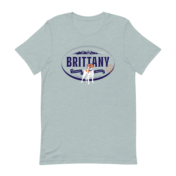 Brittany-Dog-Label-Shirt This dog breed shirt features the Brittany in a beautiful label design.