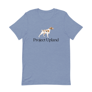 An American Brittany dog t-shirt in heather blue