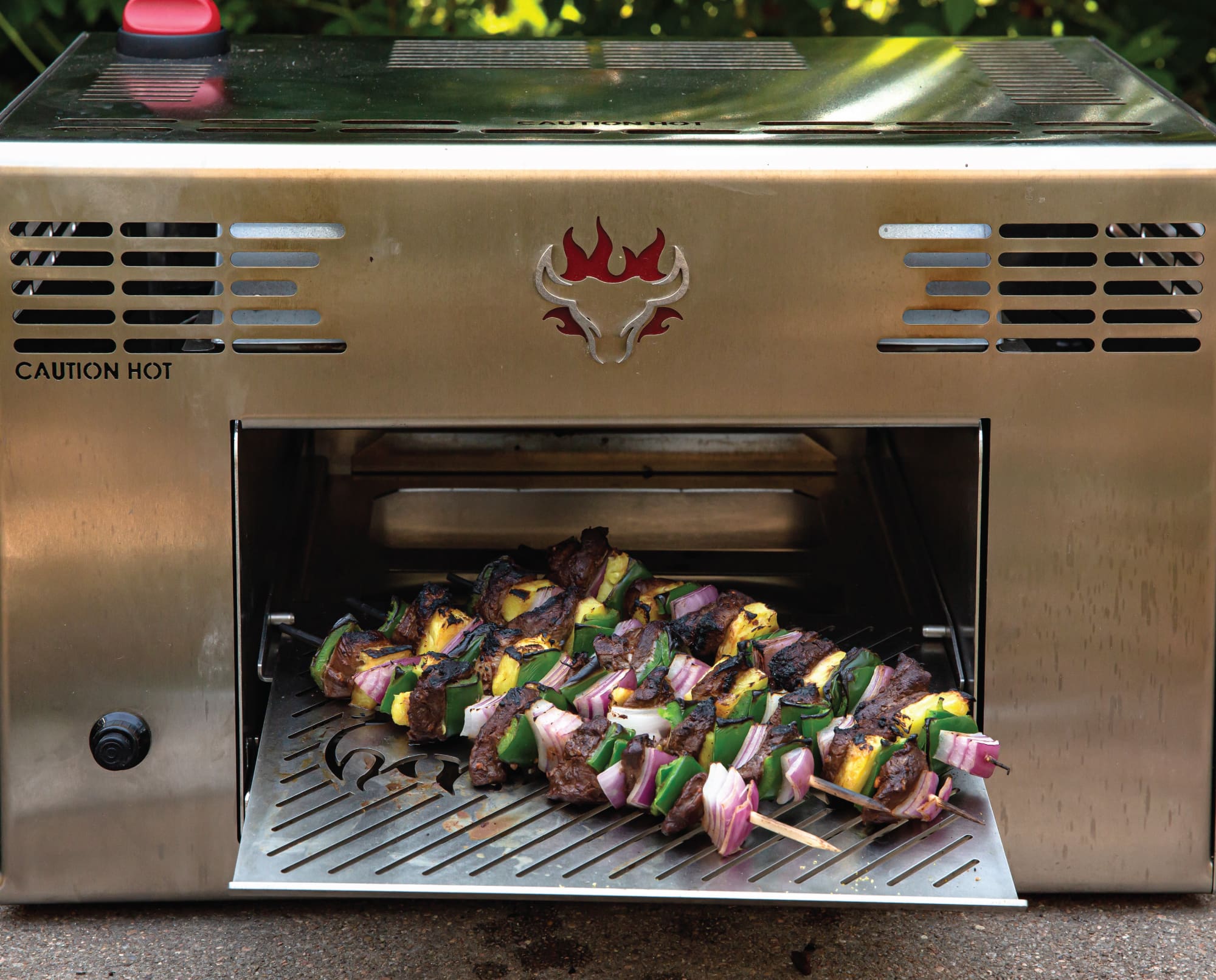 Dove skewers put on a grill to cook