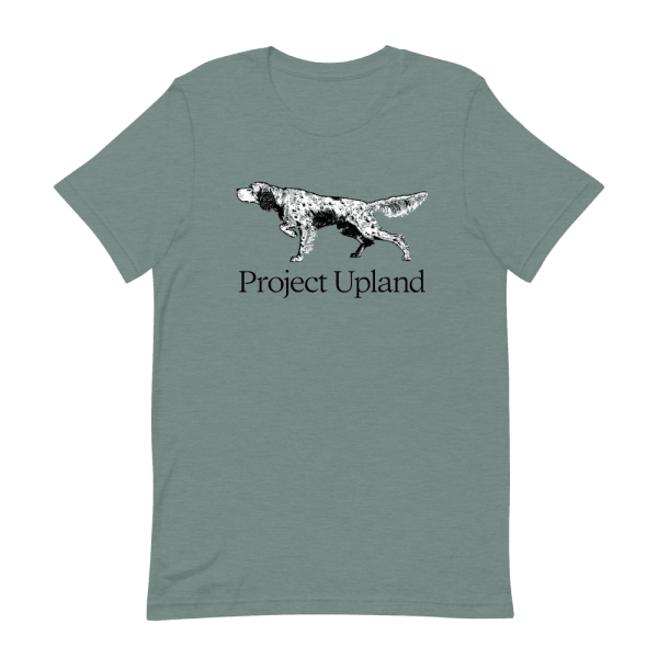 English Setter on project Upland T-shirt in Sage green