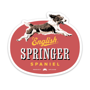 An English Springer Spaniel sticker made on premium weatherproof material.