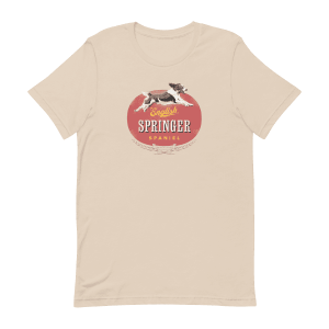 Springer Spaniel shirt with the dog and name.