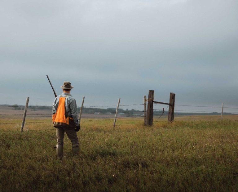 A bird hunter in sharp-tailed grouse habitat