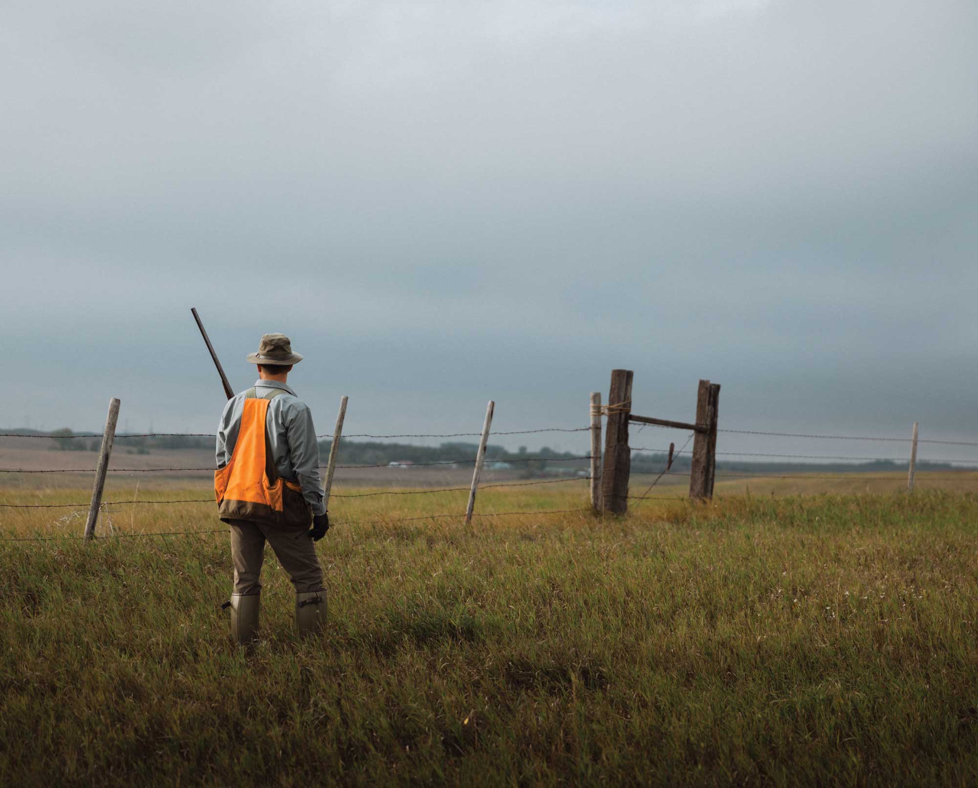 A bird hunter in sharp-tailed grouse habitat