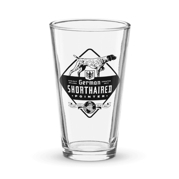 GSP-Pint-Glass German Shorthaired pointer label design on a dishwasher safe pint glass