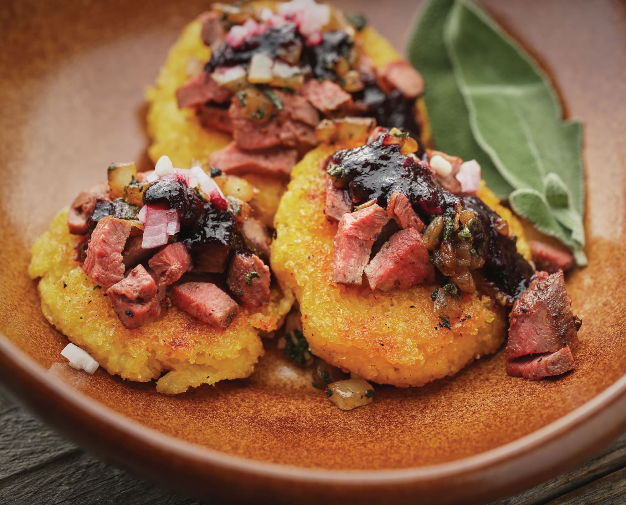 Indigenous Corn Cakes with Native Spahr-tailed Grouse Meat
