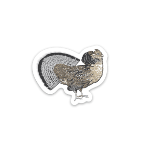 A mini vinyl ruffed grouse stciker