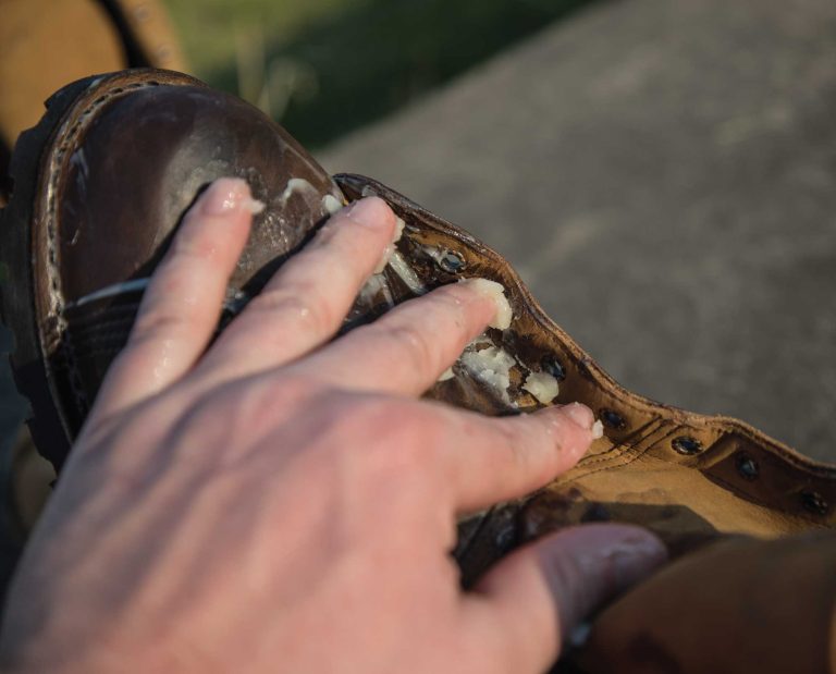 putting wax on leather boots for off season maintenance