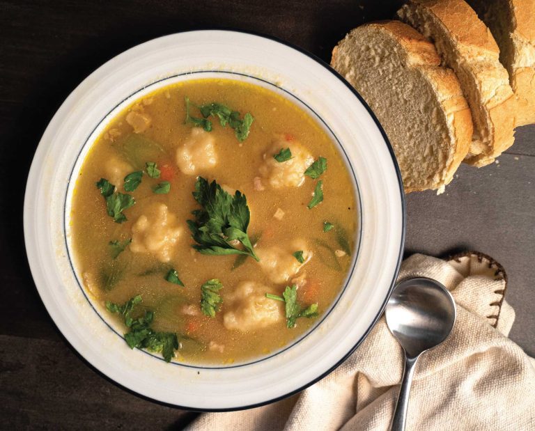 Pheasant Dumpling Soup in a Bowl