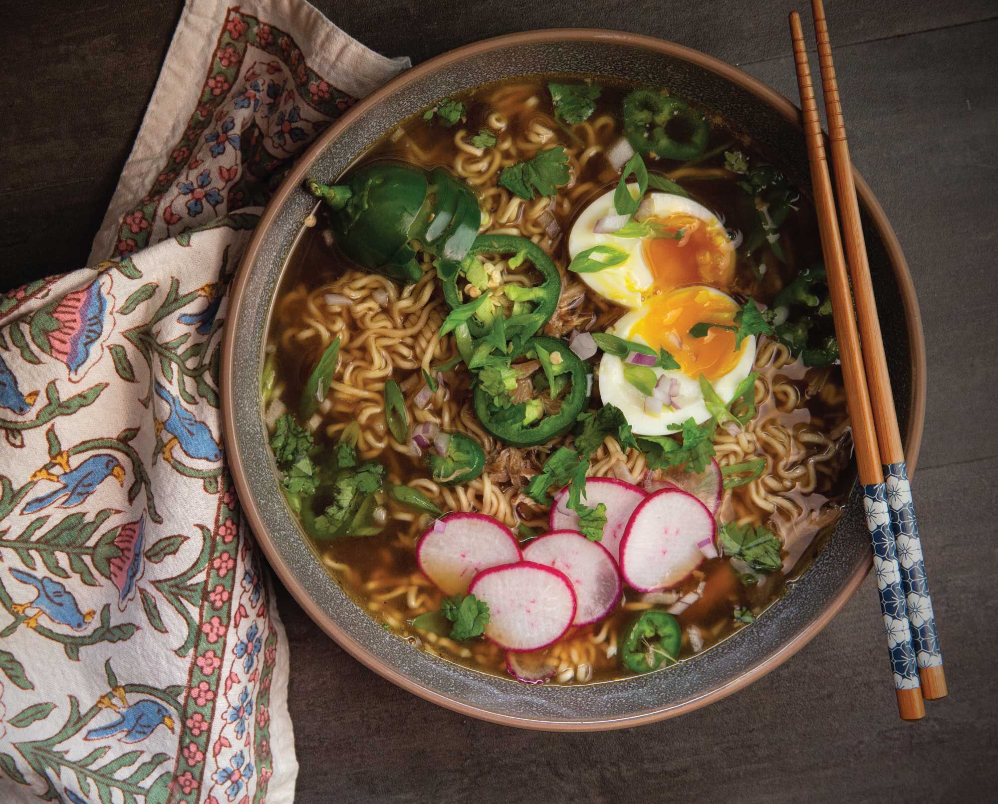 A bowl of pheasant ramen