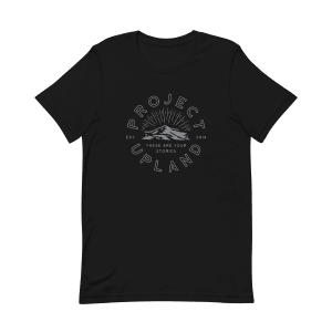 Project Upland Logo T-shirt on black heather with gray logo