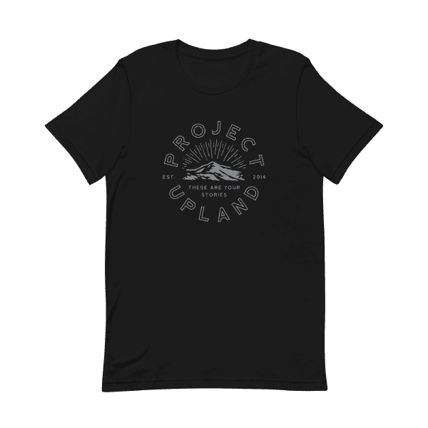 Project-Upland-T-shirt-Gray-edition- Project Upland Logo T-shirt on black heather with gray logo