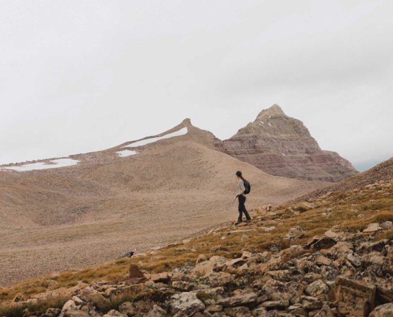 A bird hunter on public lands in Utah hunting for the grouse species ptarmigan