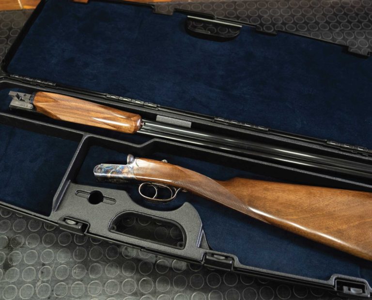 A shotgun in a hard travel case for air travel