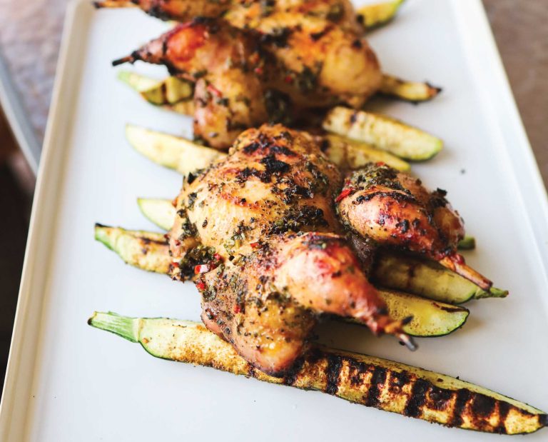 Simple Grilled Chukar with Lemon, Savory & Thyme
