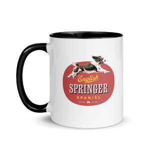 An Springer Spaniel design on a coffee mug.