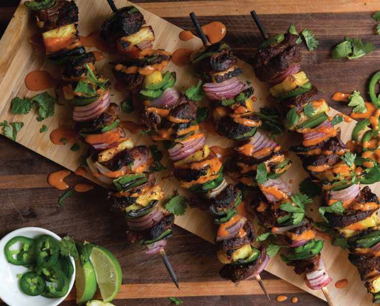 Dove skewers ready to eat