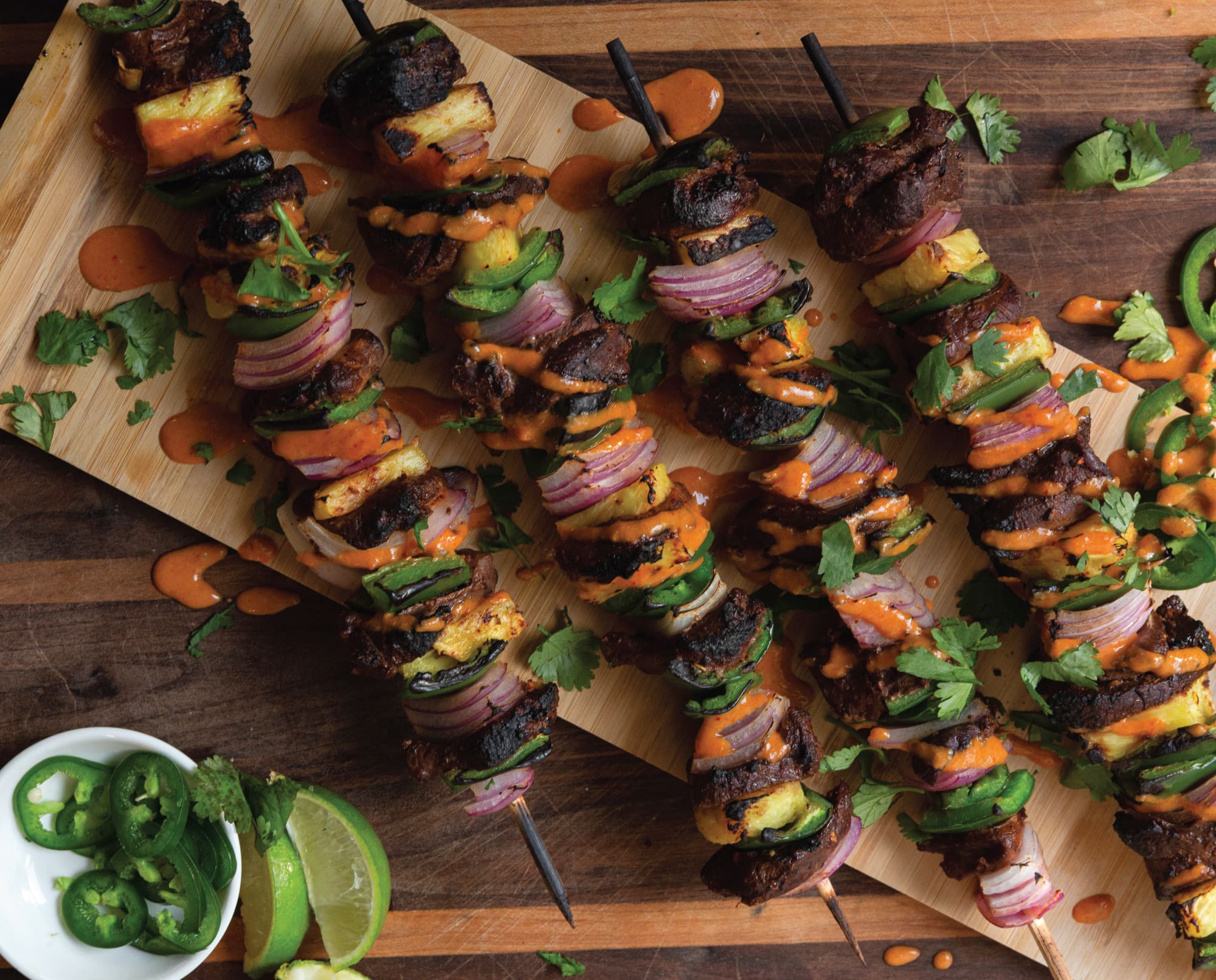 Dove skewers ready to eat