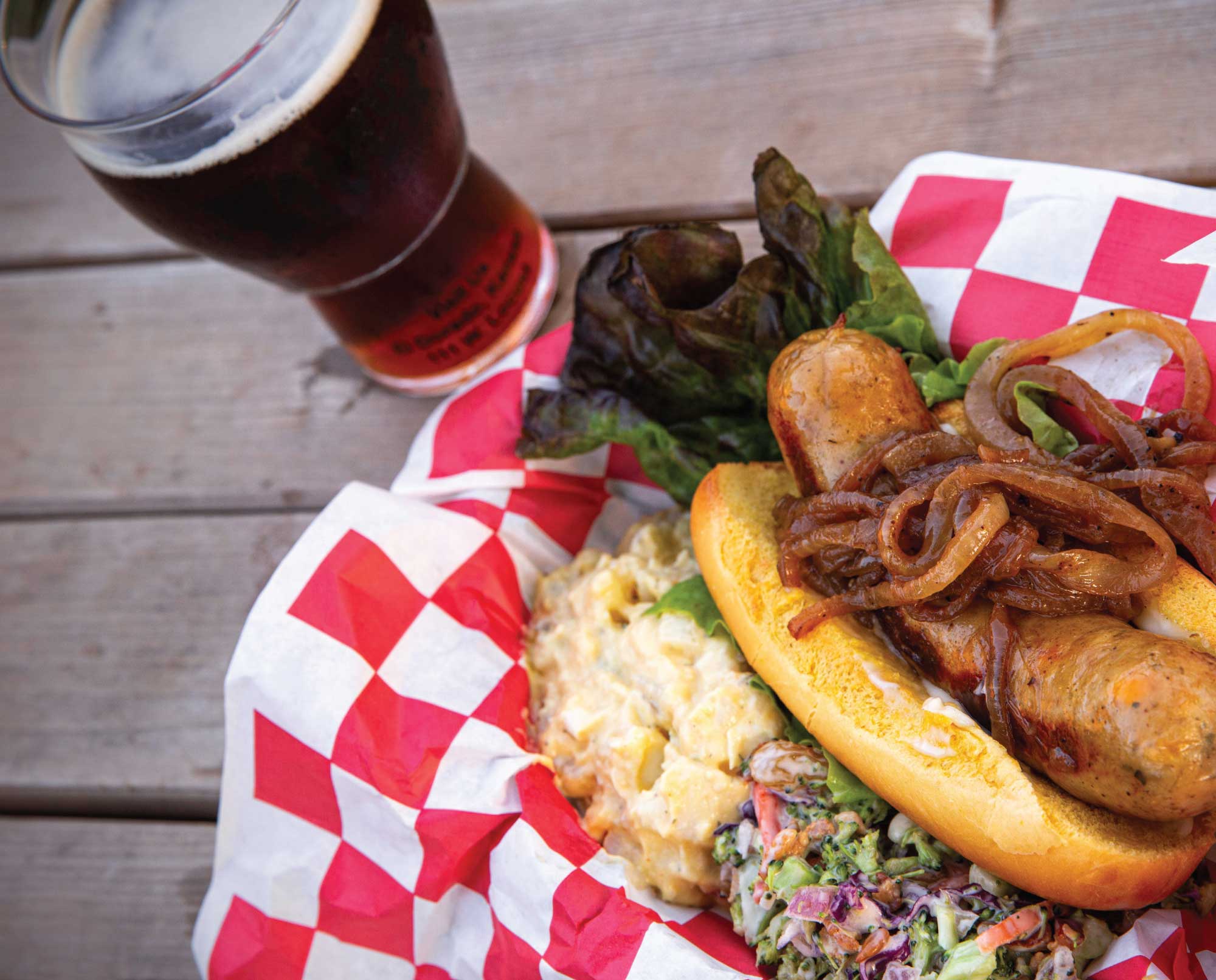 Upland bird bratwurst at a cookout