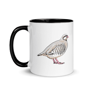 A wild chukar on an 11 oz coffee mug