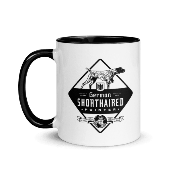 b48b7ed8-207a-41fc-aa15-5813e89a68be An 11oz ceramic mug featuring a GSP dog