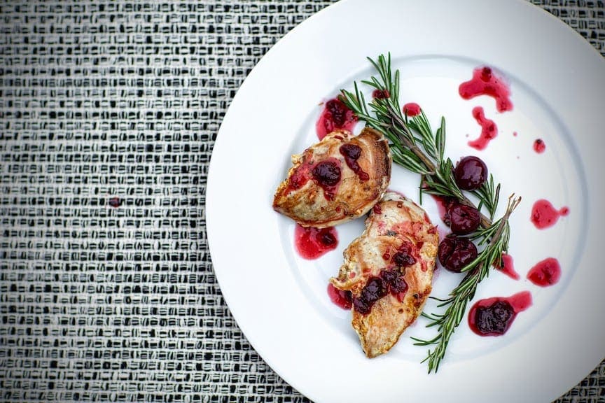 Seared pheasant breast with bourbon rosemary glaze