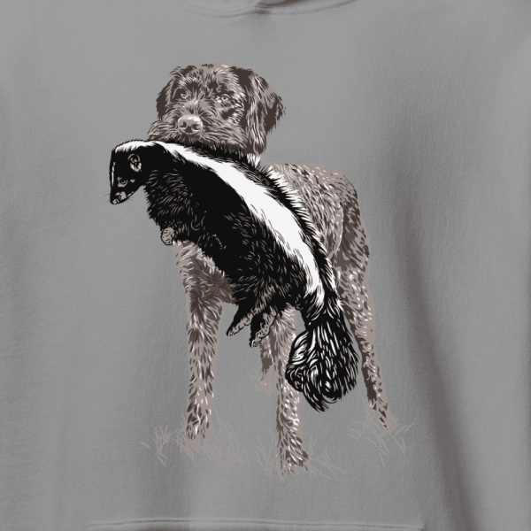 wirehair-dog-hoody-close-up Close up of a German Wirehaired Pointing clothing design