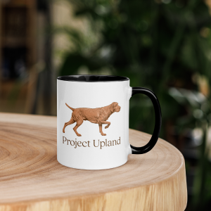 Wirehaired Vizsla mug on a table.