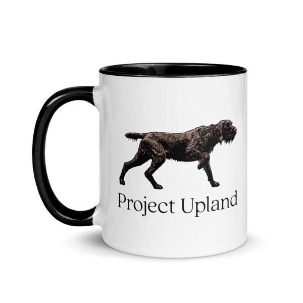 pudelpointer-classic-mug-reupload A white mug with a Pudelpointer on it.