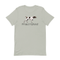A liver and white ticked German Shorthaired Pointer on a t-shirt